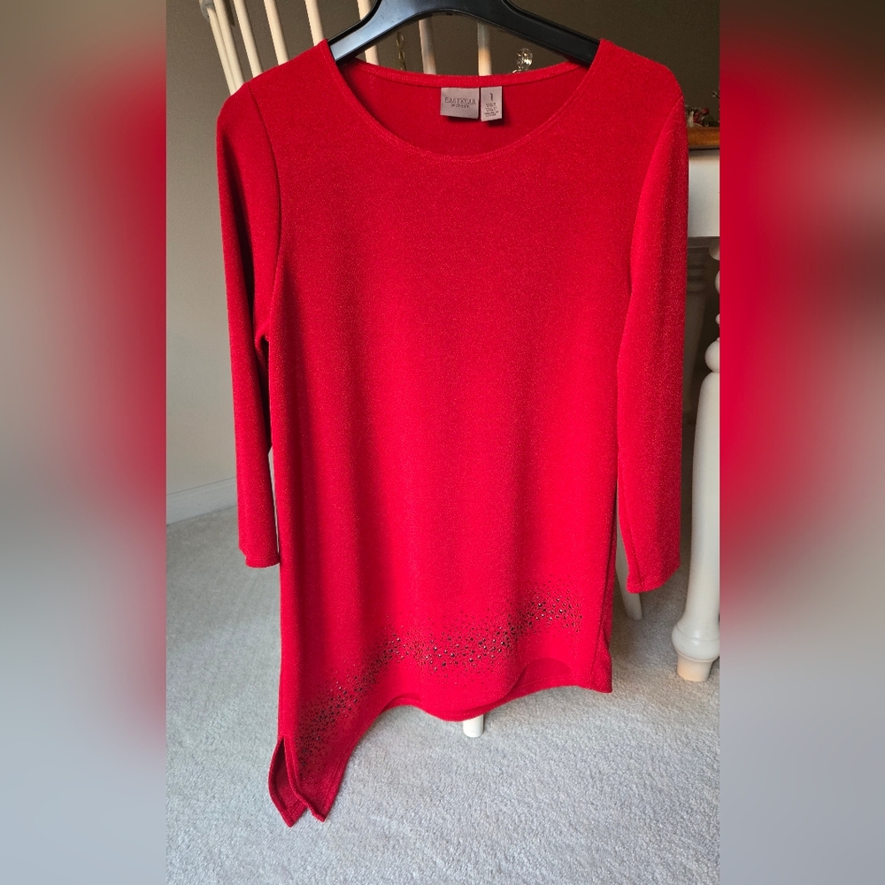 Like New, Crepe Top 3/4 Sleeves, Black  Studs On The Bottom.